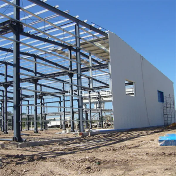 Prefab Steel Structure Packing Industrial Warehouse Metal Building Material with H Section Frame Part