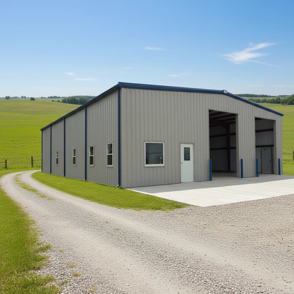 Prefabricated Metal Sheet Warehouse Hangar Frame Building Steel Structure Farmhouse with Onsite Installation