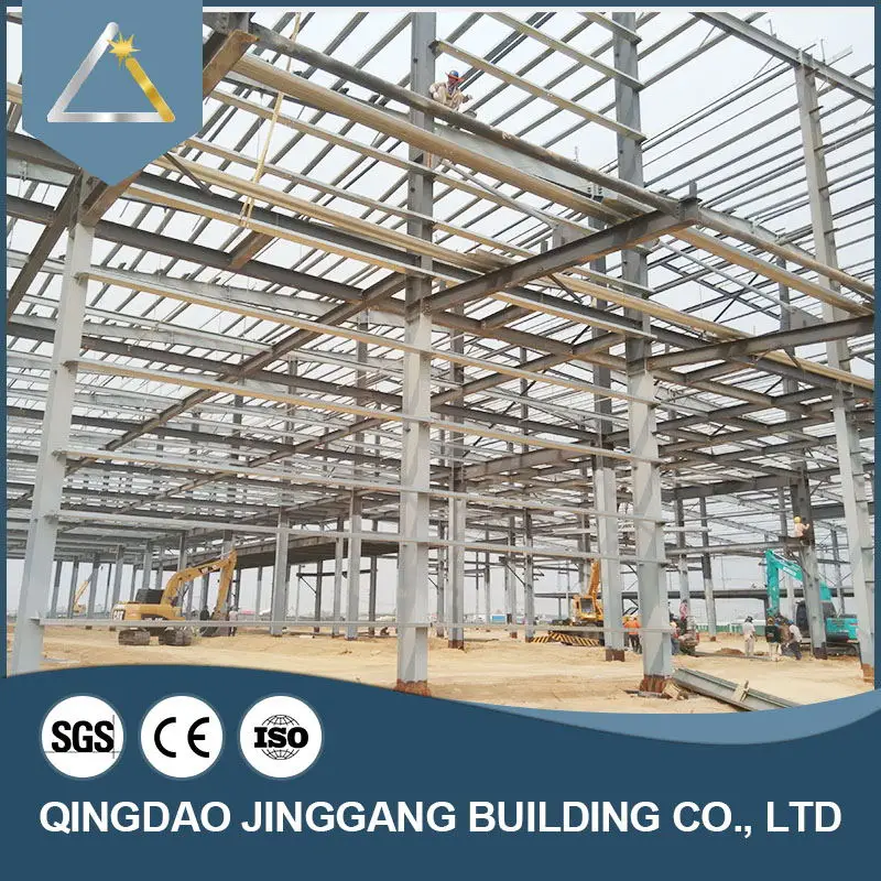 Prefab Customized Steel Structure Economical Quonset Hut Prefabricated Steel Structure Warehouse Q345 Q235 Jinggang Shutter Door